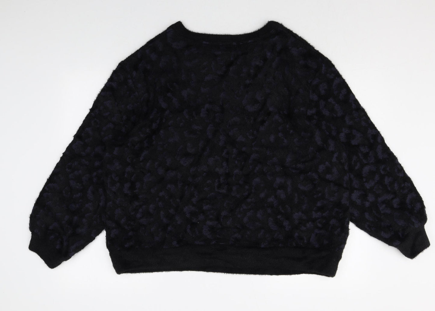 Marks and Spencer Womens Blue Animal Print Polyamide Pullover Sweatshirt Size L Pullover - Leopard Print