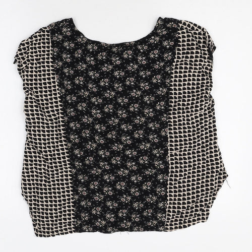 Solitaire Womens Multicoloured Geometric Polyester Basic Blouse Size L Scoop Neck