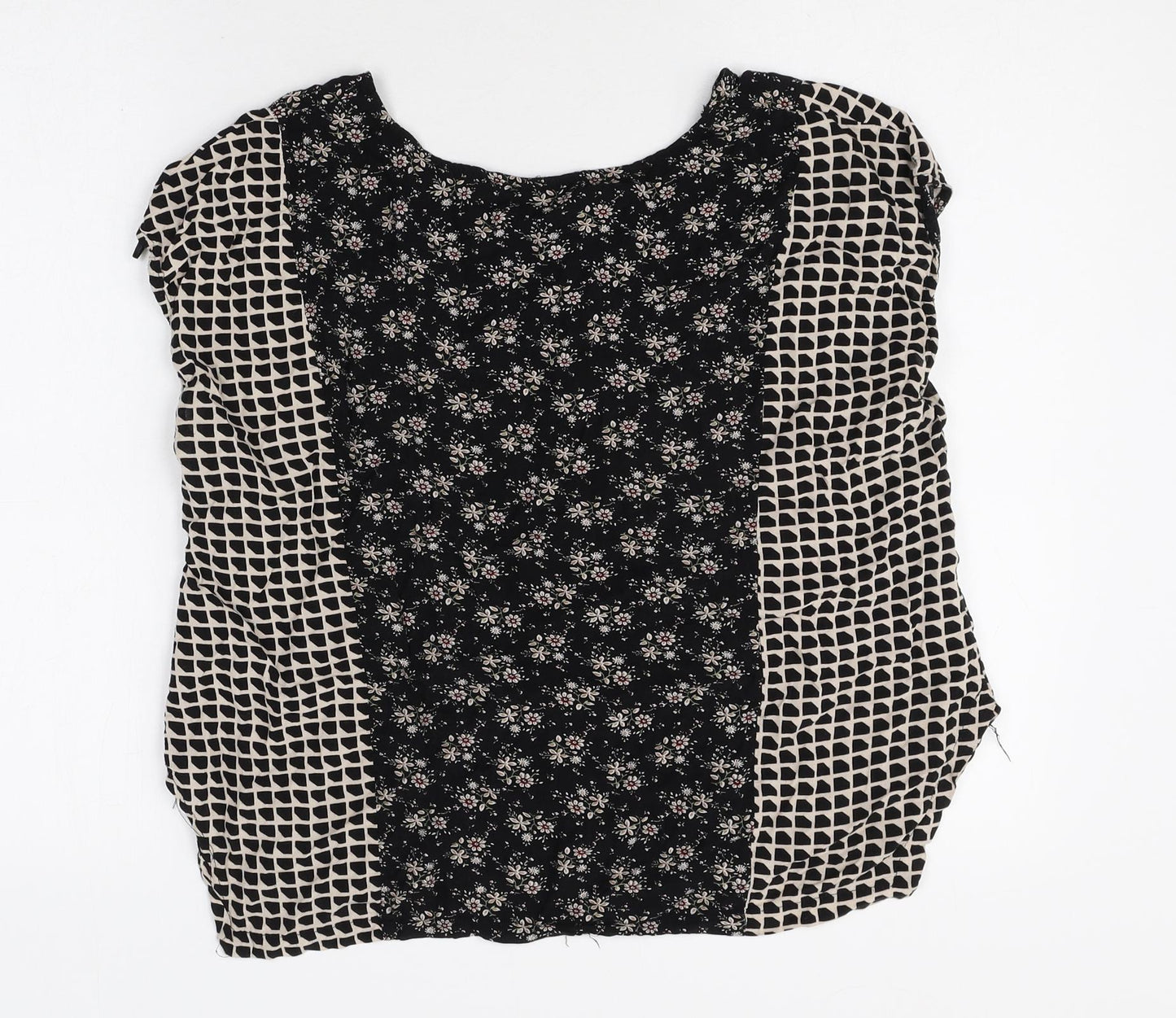Solitaire Womens Multicoloured Geometric Polyester Basic Blouse Size L Scoop Neck