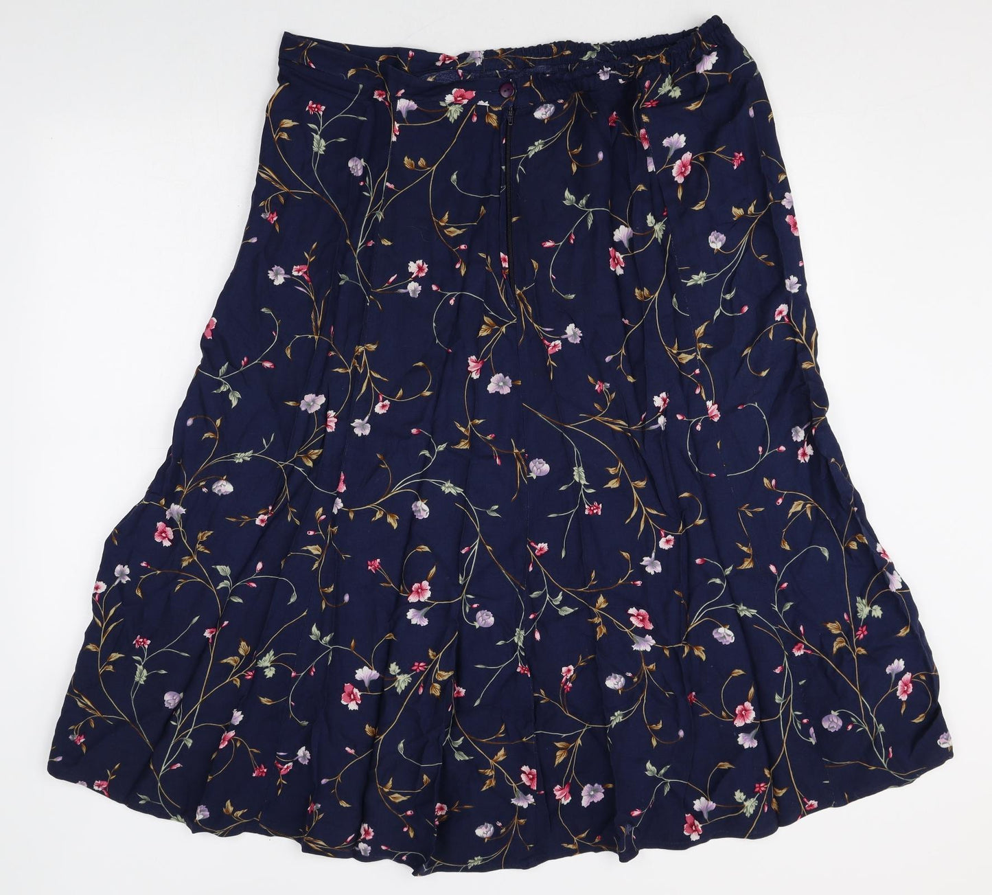 Jacque and Koko Womens Multicoloured Floral Viscose Swing Skirt Size 14 Zip