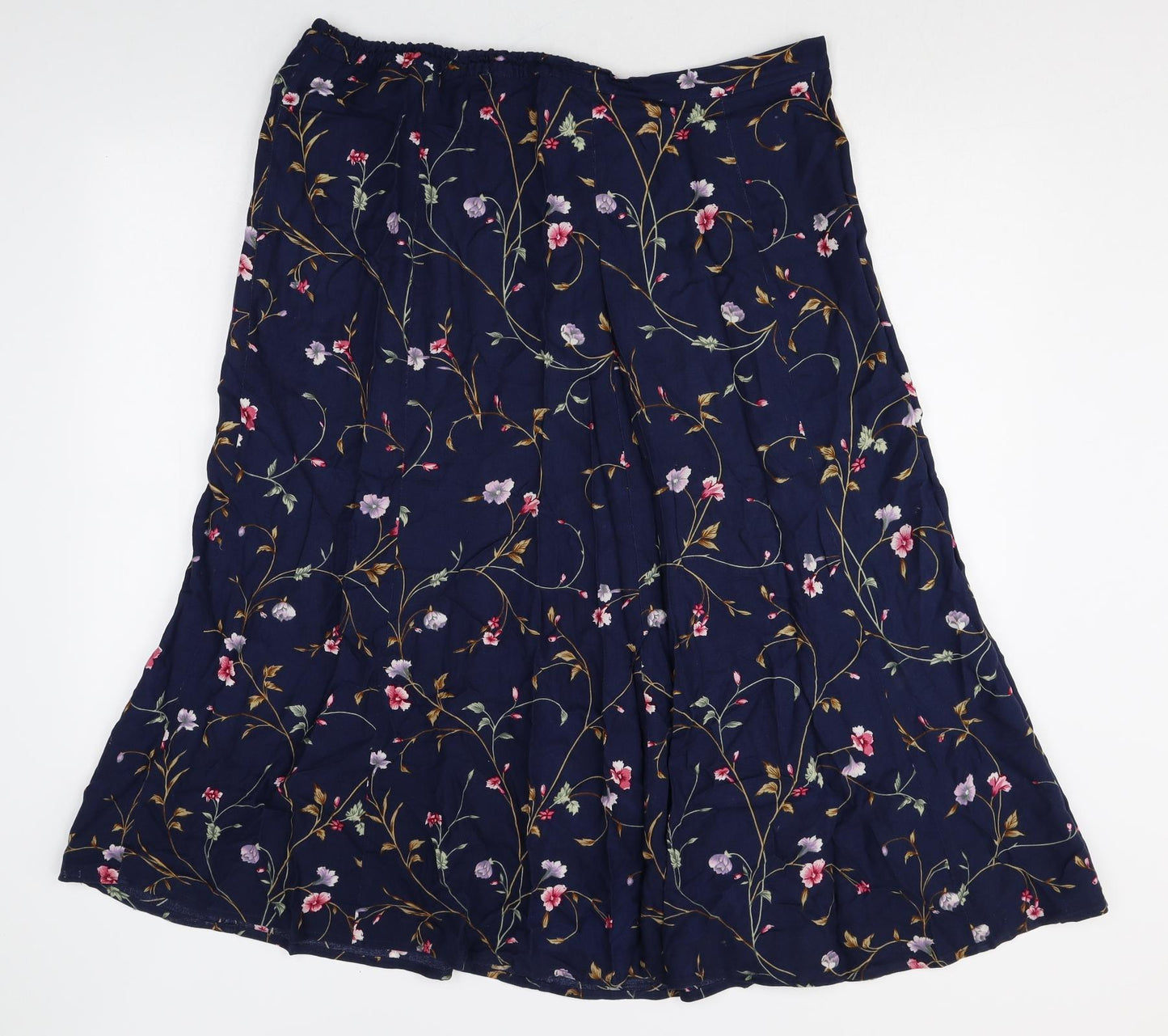 Jacque and Koko Womens Multicoloured Floral Viscose Swing Skirt Size 14 Zip