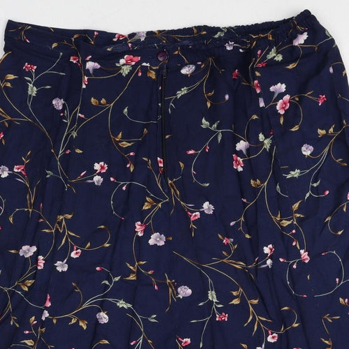 Jacque and Koko Womens Multicoloured Floral Viscose Swing Skirt Size 14 Zip