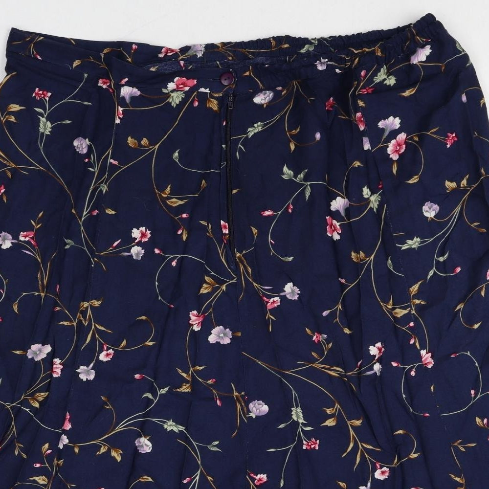 Jacque and Koko Womens Multicoloured Floral Viscose Swing Skirt Size 14 Zip