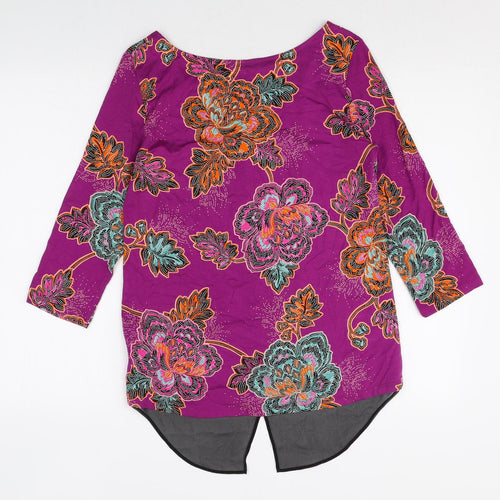 Pre Una Womens Multicoloured Floral Viscose Basic Blouse Size 10 Boat Neck