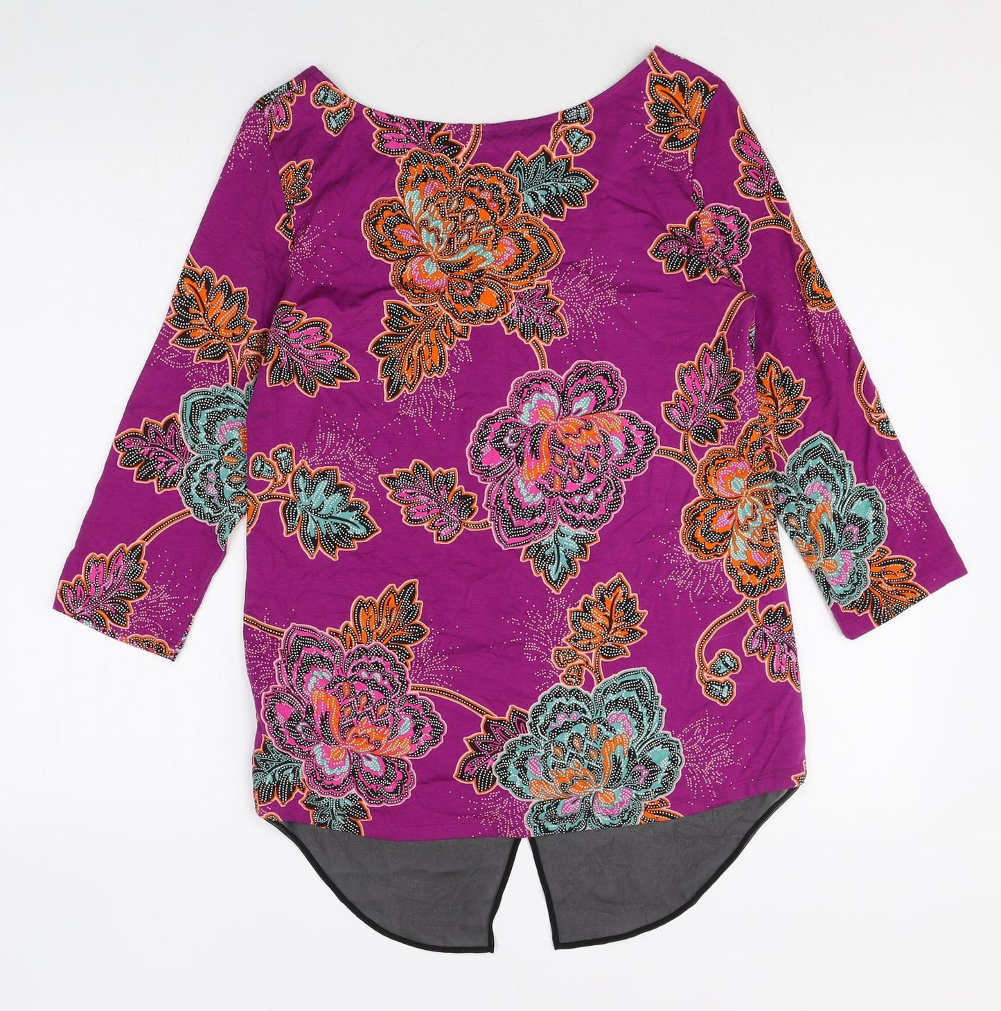 Pre Una Womens Multicoloured Floral Viscose Basic Blouse Size 10 Boat Neck