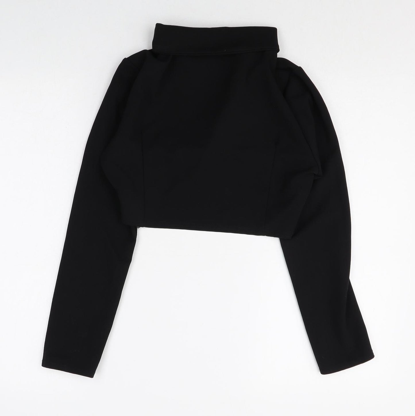 Lasula Womens Black Polyester Cropped Blouse Size 8 Collared - Knot Front