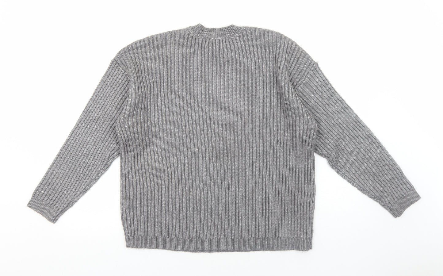 Marks and Spencer Womens Grey Round Neck Acrylic Pullover Jumper Size L