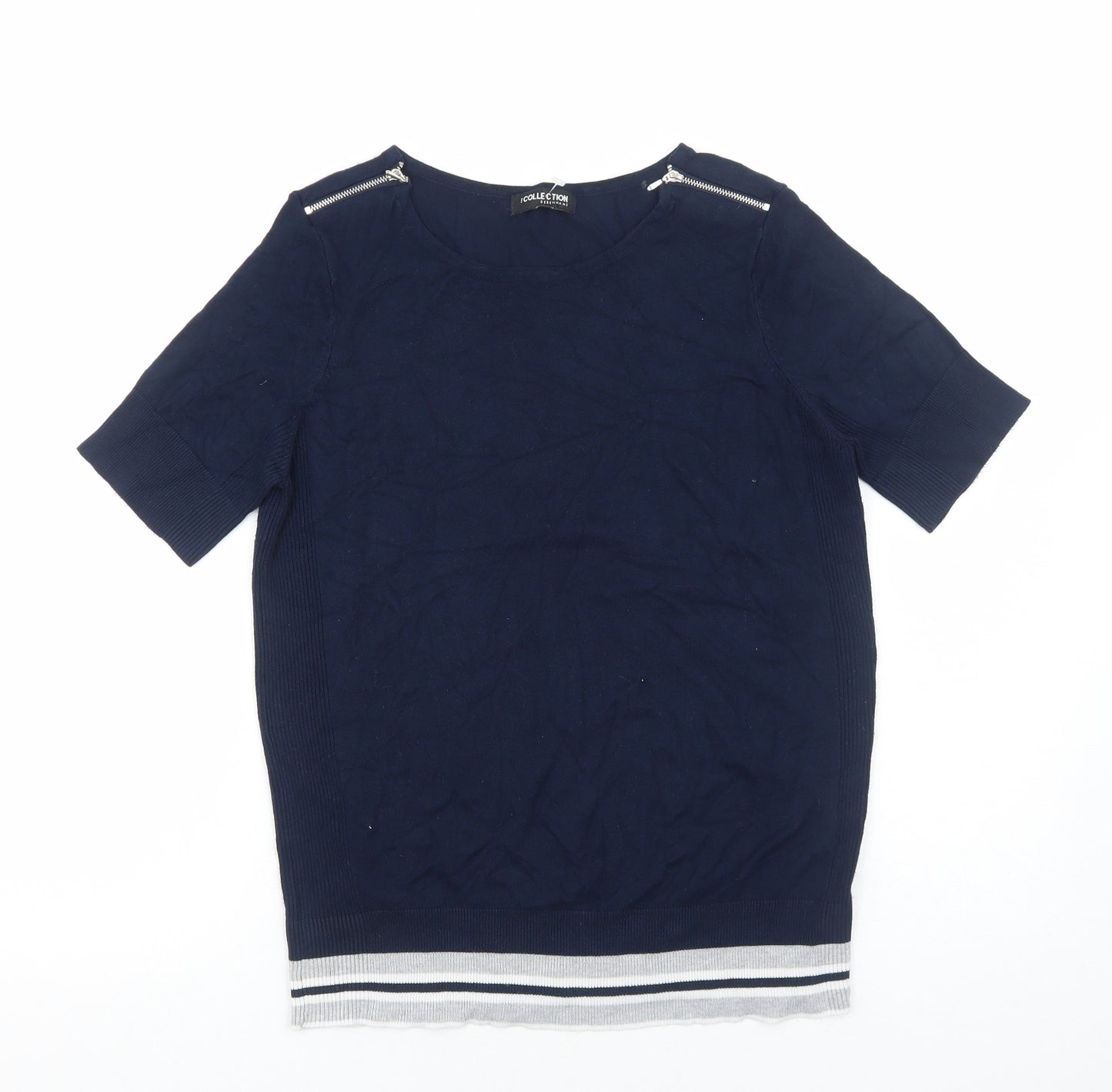 Debenhams Womens Blue Viscose Basic T-Shirt Size M Round Neck