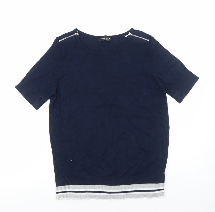 Debenhams Womens Blue Viscose Basic T-Shirt Size M Round Neck