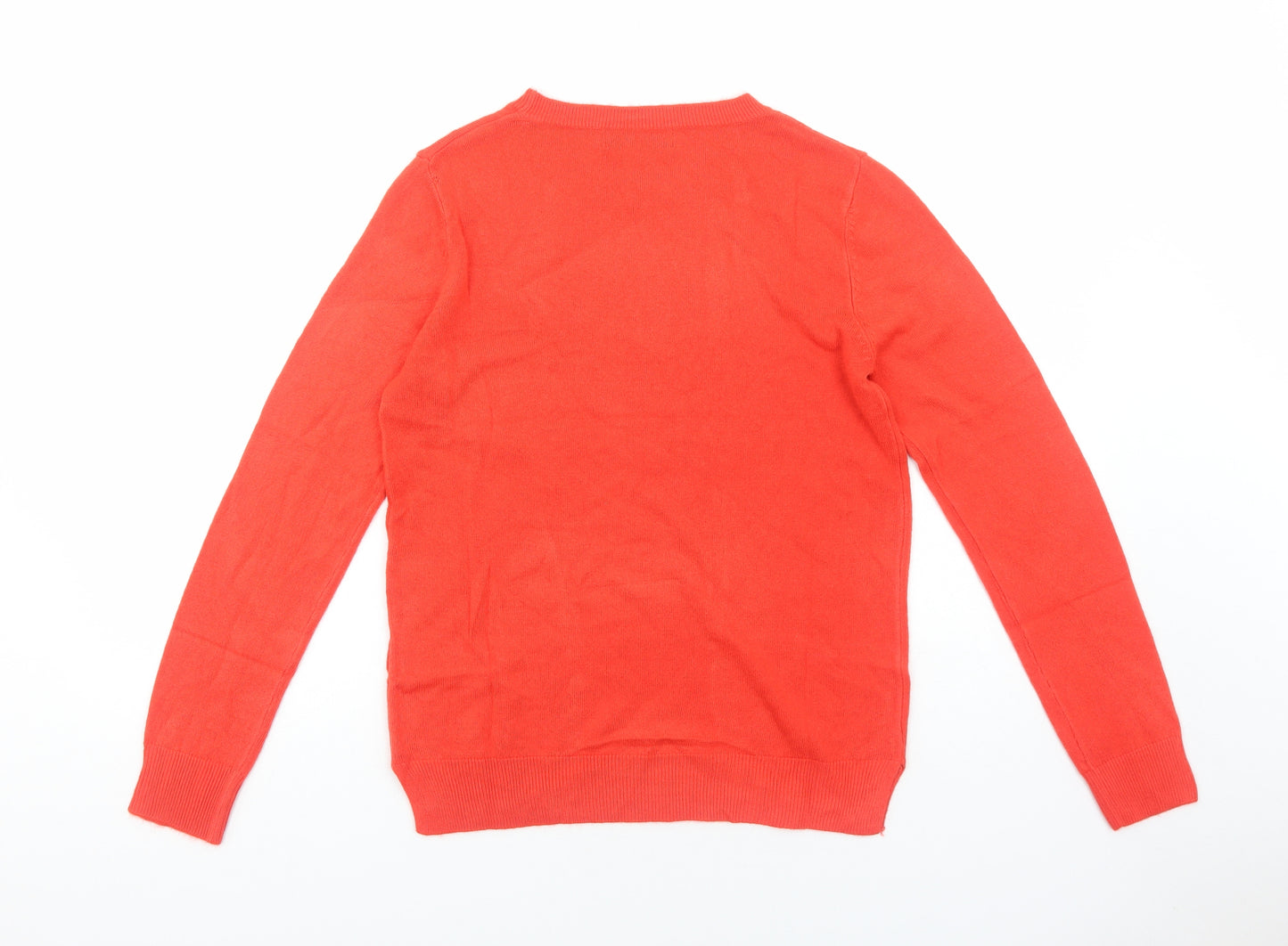 Marks and Spencer Womens Orange Round Neck Acrylic Pullover Jumper Size 10