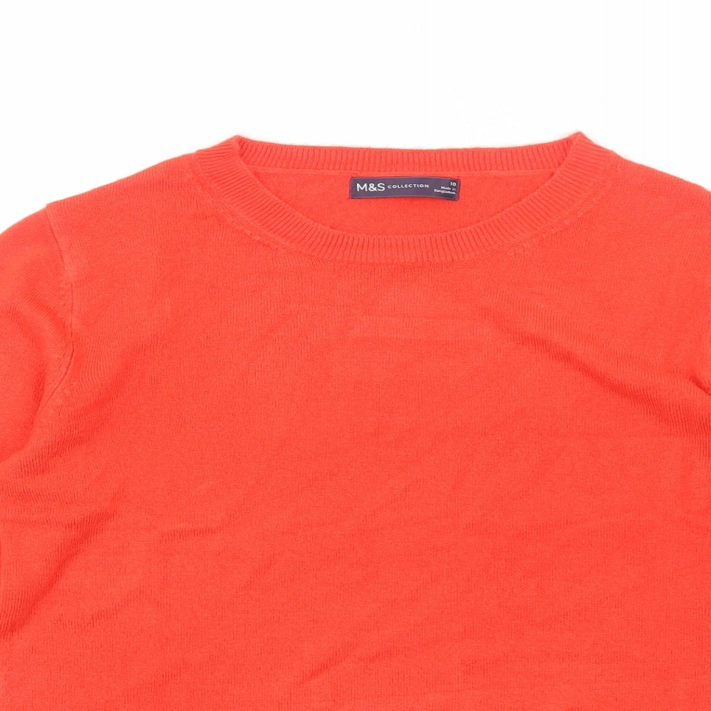 Marks and Spencer Womens Orange Round Neck Acrylic Pullover Jumper Size 10