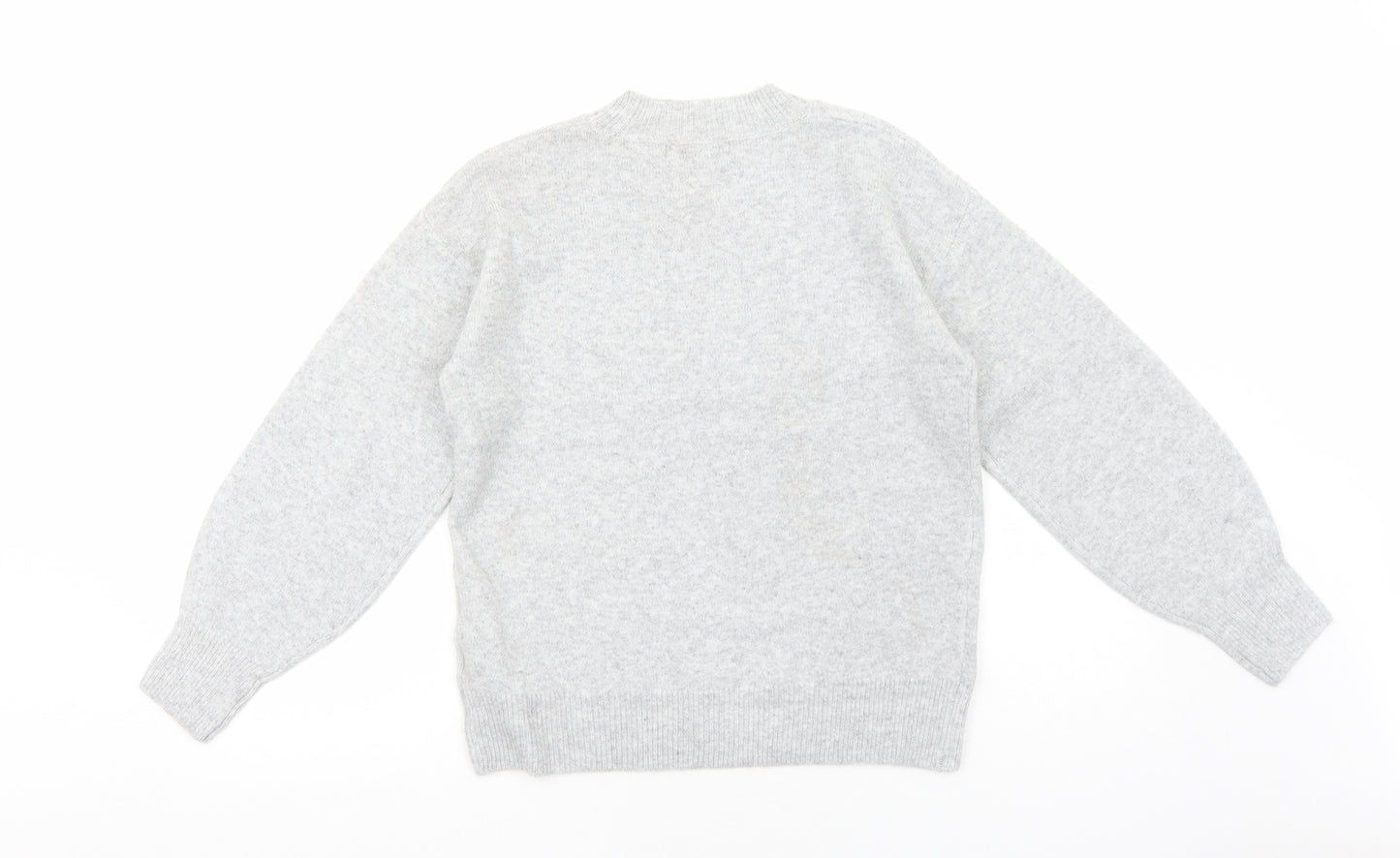 Marks and Spencer Womens Grey Round Neck Acrylic Pullover Jumper Size XS - Shine