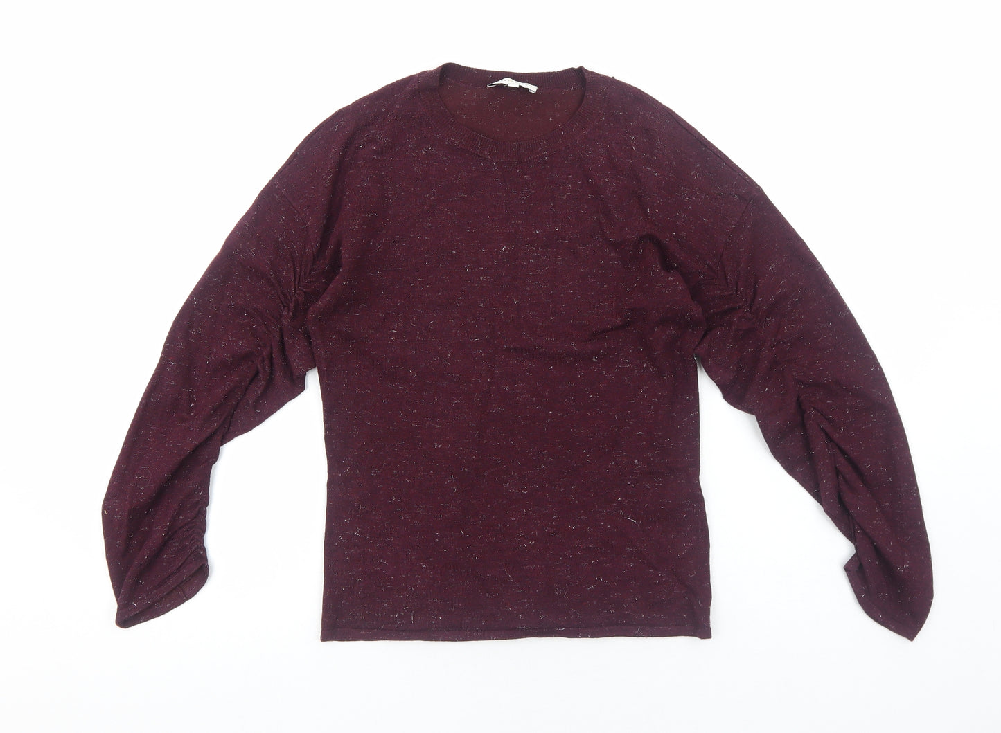 Warehouse Womens Purple Viscose Basic Blouse Size 8 Round Neck