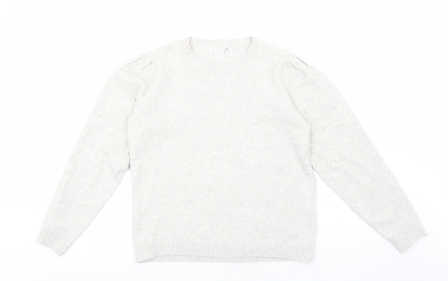 Preworn Womens Grey Round Neck Acrylic Pullover Jumper Size L