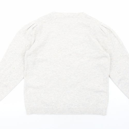 Preworn Womens Grey Round Neck Acrylic Pullover Jumper Size L