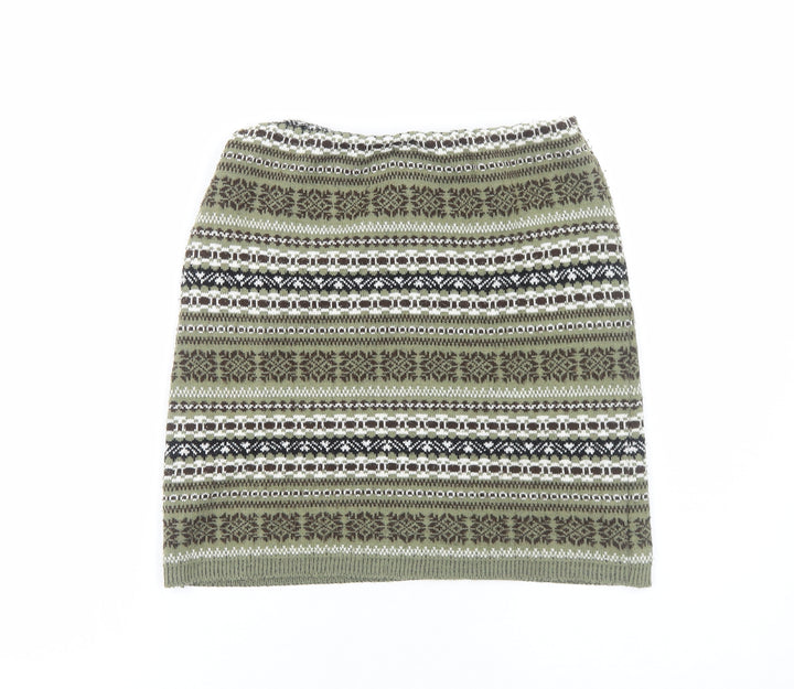Parisian Collection Womens Green Geometric Acrylic Straight & Pencil Skirt Size S