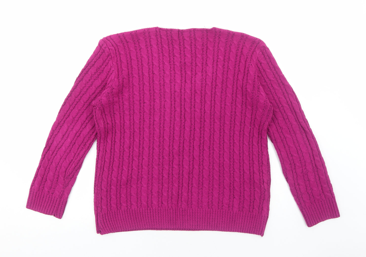 CHIC Womens Pink V-Neck Acrylic Pullover Jumper Size M