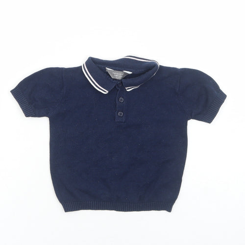 Primark Boys Blue Cotton Basic Polo Size 9-12 Months Collared Pullover