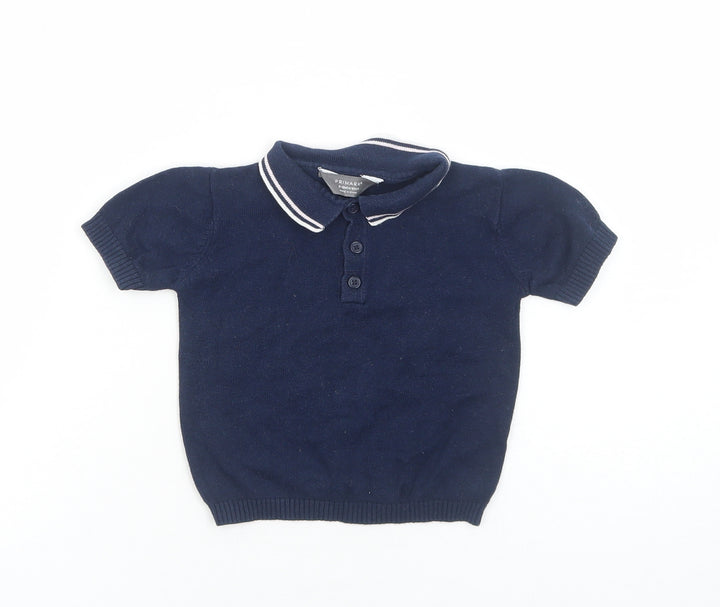 Primark Boys Blue Cotton Basic Polo Size 9-12 Months Collared Pullover