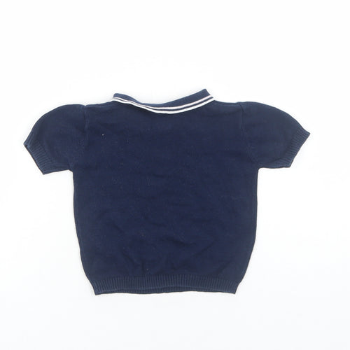 Primark Boys Blue Cotton Basic Polo Size 9-12 Months Collared Pullover