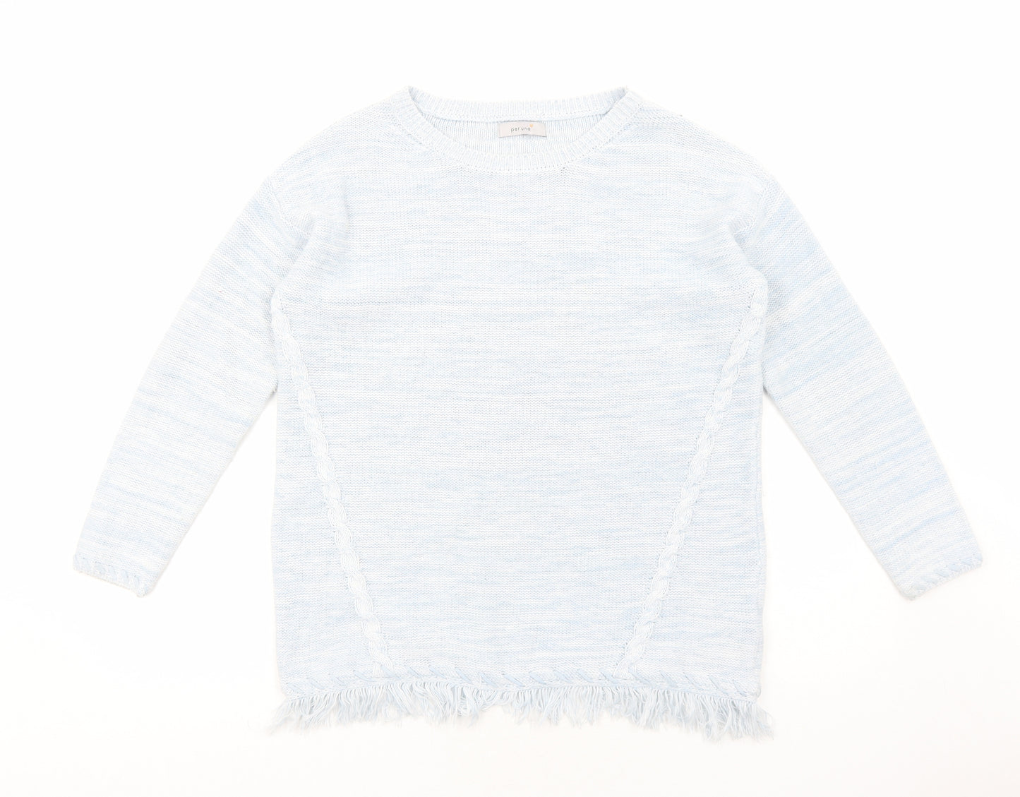 Marks and Spencer Womens Blue Round Neck Cotton Pullover Jumper Size 12