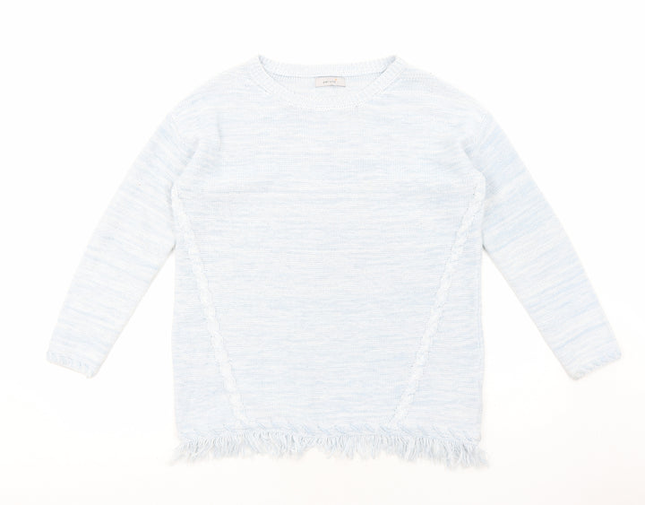 Marks and Spencer Womens Blue Round Neck Cotton Pullover Jumper Size 12