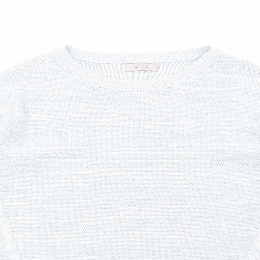 Marks and Spencer Womens Blue Round Neck Cotton Pullover Jumper Size 12