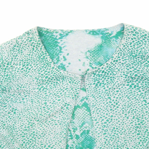 Sandwich Womens Green Round Neck Geometric Cotton Cardigan Jumper Size M
