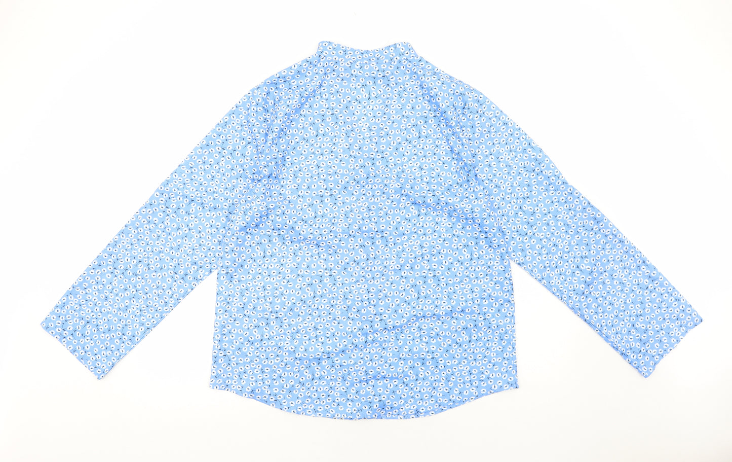 Preworn Womens Blue Floral Polyester Basic Button-Up Size 3XL V-Neck