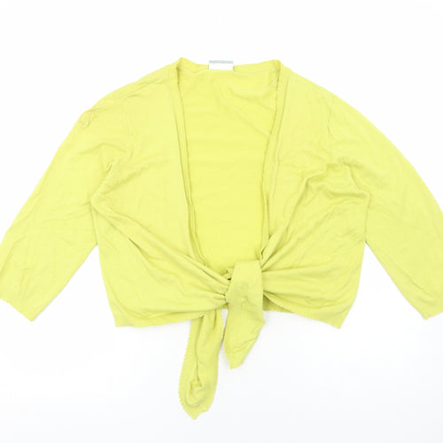 Wallis Womens Yellow V-Neck Viscose Cardigan Jumper Size XL