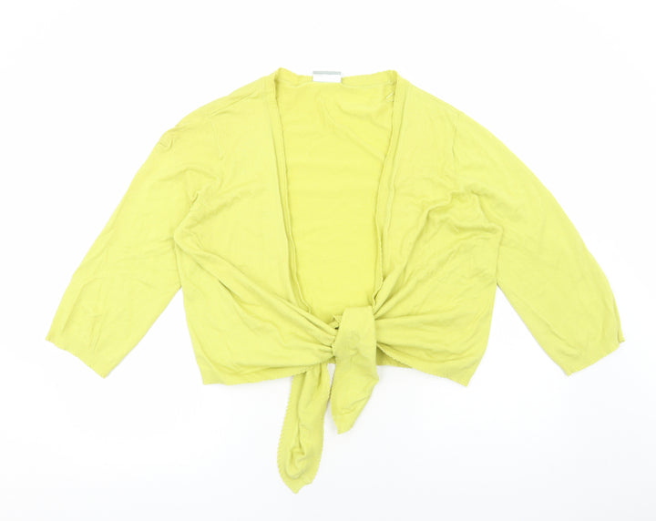Wallis Womens Yellow V-Neck Viscose Cardigan Jumper Size XL