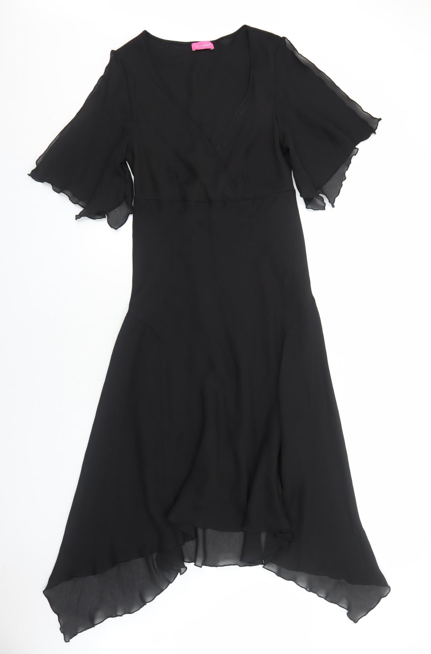 For Women Womens Black Polyester Trapeze & Swing Size 12 V-Neck Pullover
