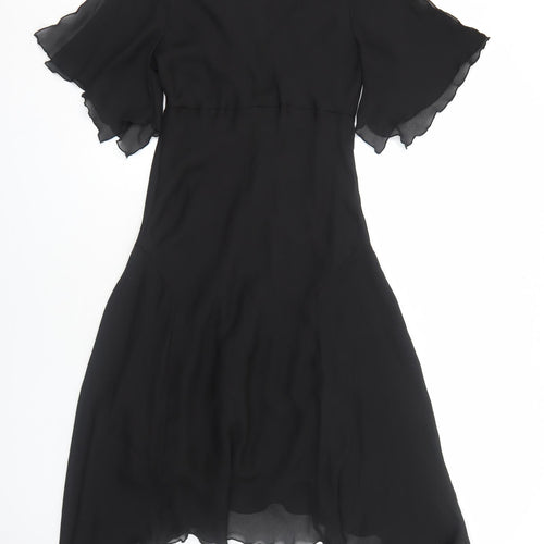 For Women Womens Black Polyester Trapeze & Swing Size 12 V-Neck Pullover