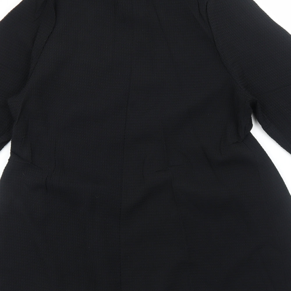 XUANHU Womens Black Polyester Shirt Dress Size L Collared Button