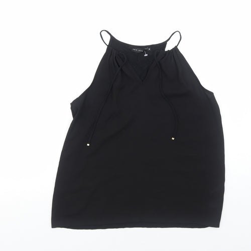 New Look Womens Black Polyester Basic Tank Size 12 V-Neck