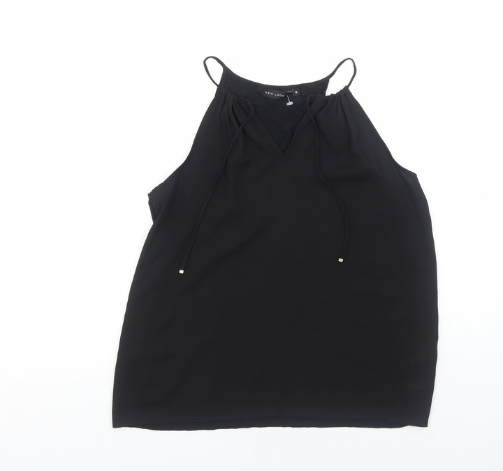New Look Womens Black Polyester Basic Tank Size 12 V-Neck