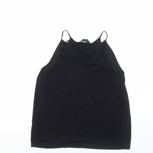 New Look Womens Black Polyester Basic Tank Size 12 V-Neck