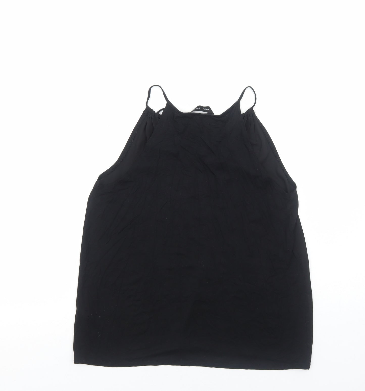 New Look Womens Black Polyester Basic Tank Size 12 V-Neck