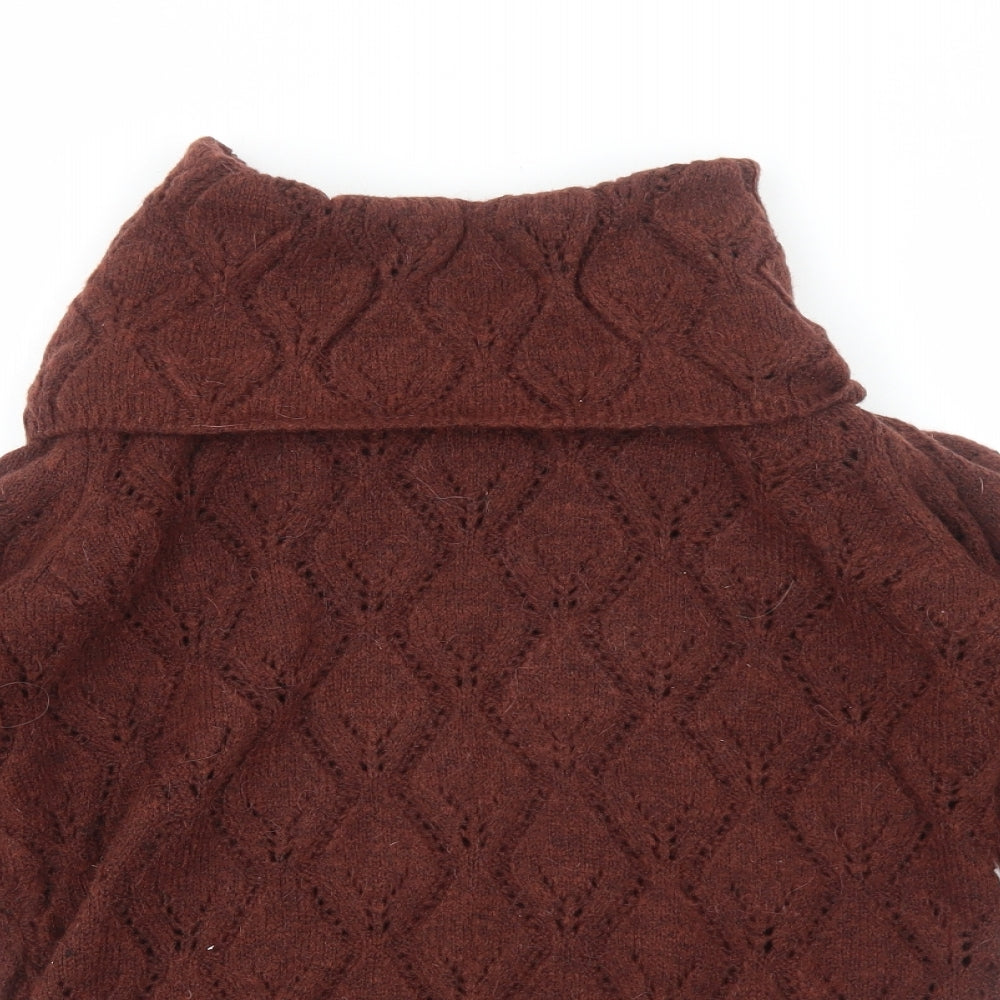 ANNE WEYBURN Womens Brown Roll Neck Acrylic Pullover Jumper Size 10