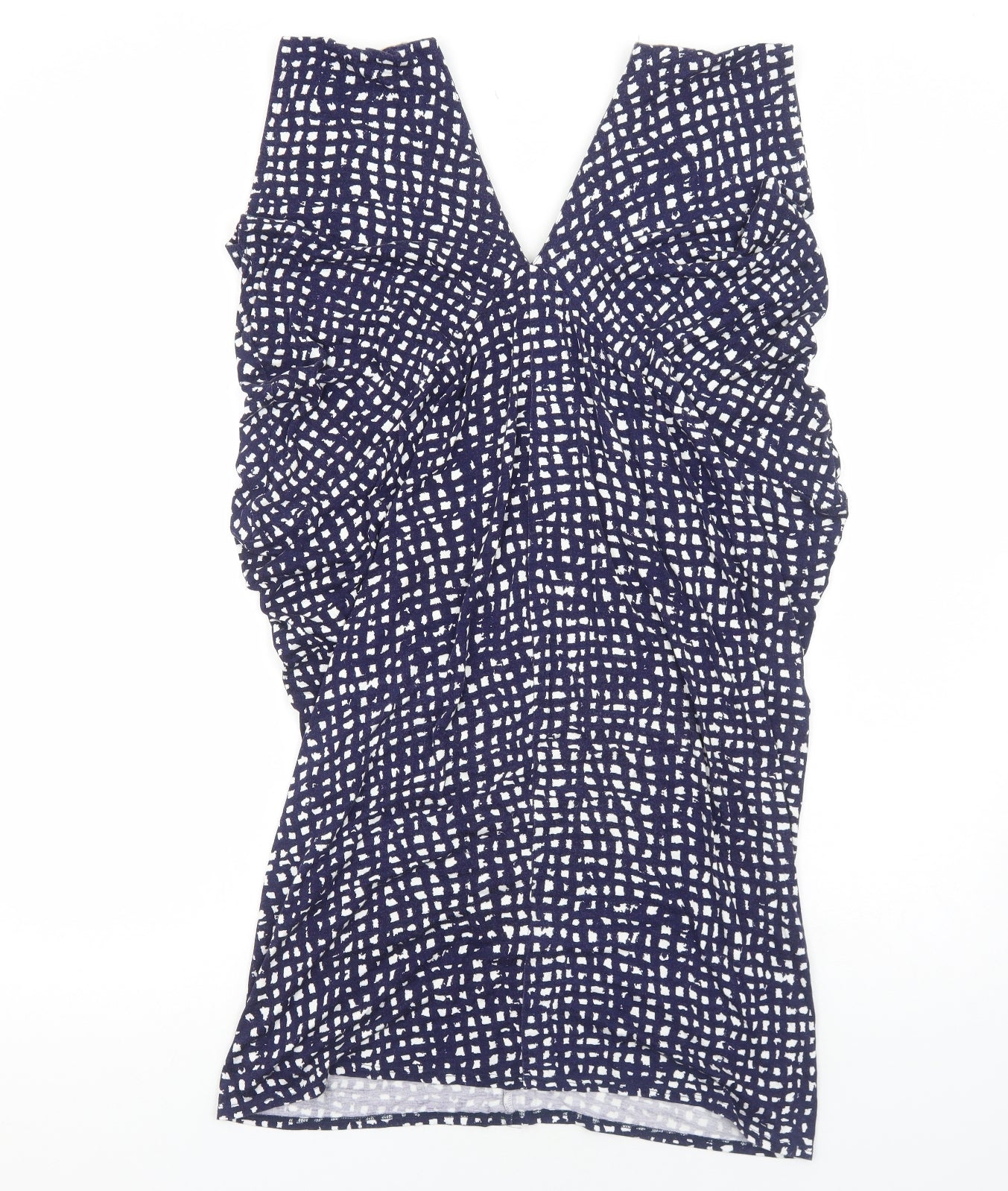 Velvet Womens Blue Geometric Viscose A-Line Size M V-Neck Pullover