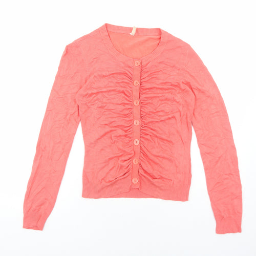 b.young Womens Pink Round Neck Viscose Cardigan Jumper Size S