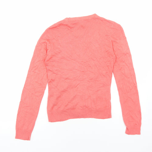 b.young Womens Pink Round Neck Viscose Cardigan Jumper Size S