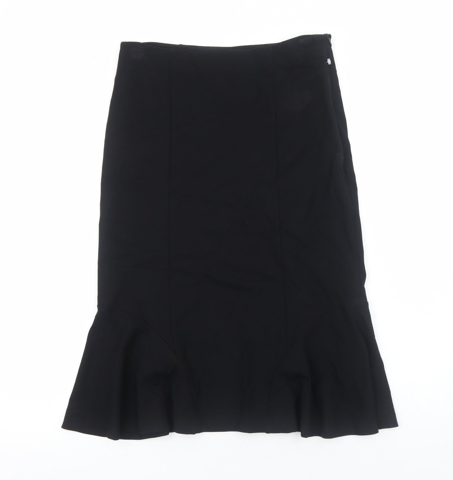 Marks and Spencer Womens Black Viscose Swing Skirt Size 14 Zip
