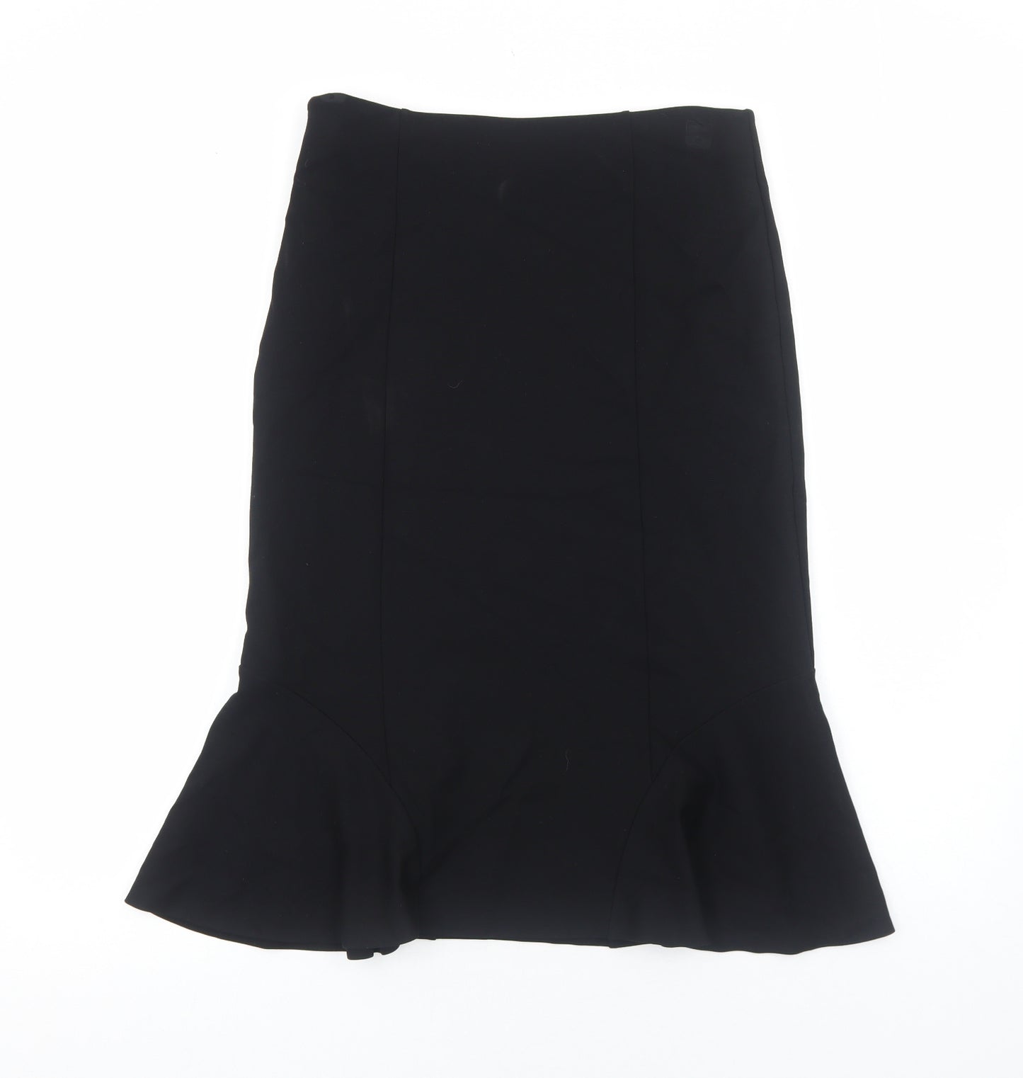 Marks and Spencer Womens Black Viscose Swing Skirt Size 14 Zip