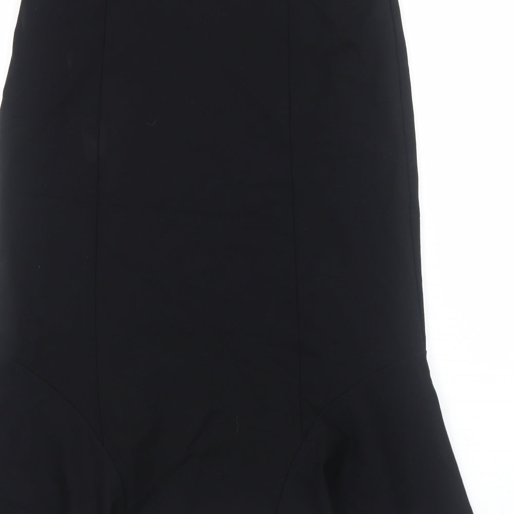Marks and Spencer Womens Black Viscose Swing Skirt Size 14 Zip