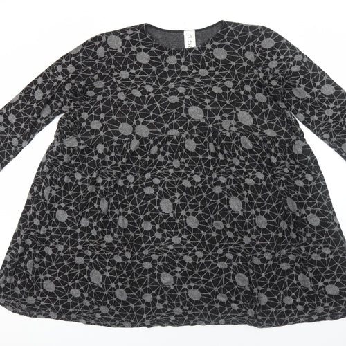 158C Womens Grey Geometric Viscose Shift Size L Round Neck Pullover