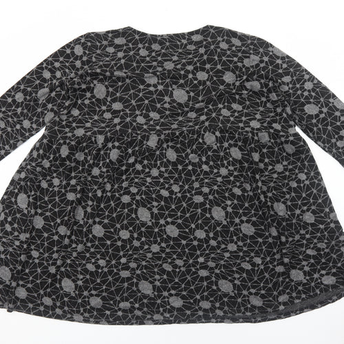 158C Womens Grey Geometric Viscose Shift Size L Round Neck Pullover