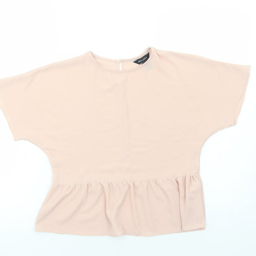 New Look Womens Pink Polyester Cropped T-Shirt Size 6 Scoop Neck - Smock