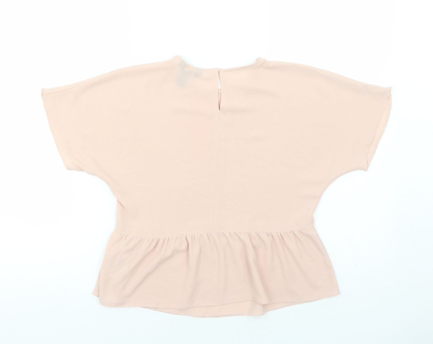 New Look Womens Pink Polyester Cropped T-Shirt Size 6 Scoop Neck - Smock