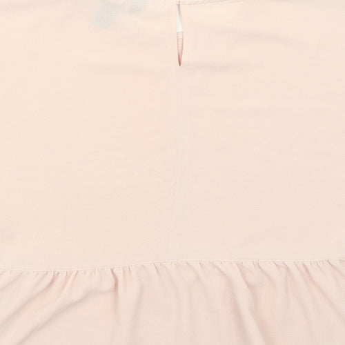 New Look Womens Pink Polyester Cropped T-Shirt Size 6 Scoop Neck - Smock